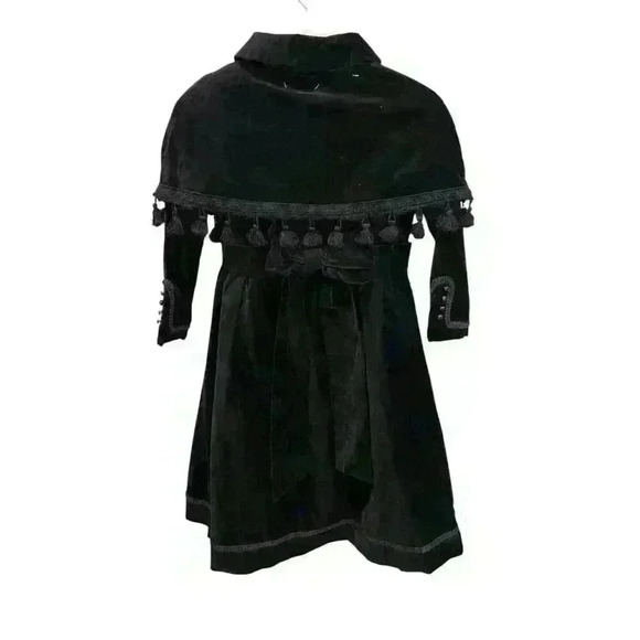 Elebini Girls Coat & Cape Set Black Velvet with Trim Size 6 Great Condition - Picture 10 of 16